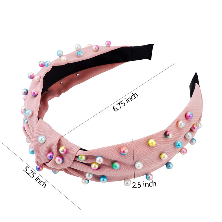 ACO-UINT 3 Pack Non-Slip Knotted Pearl Headbands for Women, Wide Hair Accessories, 3 Count