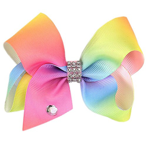 Baby Girls Hair Clips Rainbow Ribbon Hair Bows Colorful Hair Bow Clip 4 Inch Pride Hair Accessories for Women Toddlers TS01 (Pink)