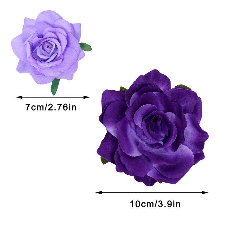 Topbuti Rose Hair Clip Flower Hairpin Brooch Floral Clips, 4 Pcs Fabric Rose Flowers Hair Clips Mexican Hair Flowers Pin up Headpieces for Woman Girl