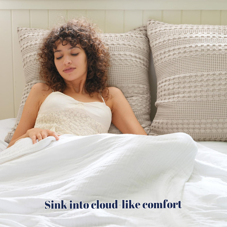 PHF 100% Cotton Waffle Weave Euro Sham Covers, 2 Pack 26" x 26" Bed Pillow Covers for Elegant Home Decor, No Filling, Luxury Aesthetic Soft Euro Pill