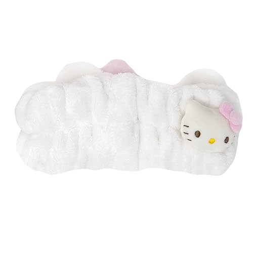 The Crème Shop Plush Spa Headband w/Hello Kitty's Signature Bow, Spa Headband for Washing Face, Skincare Headbands, Soft & Fluffy Headbands for Women