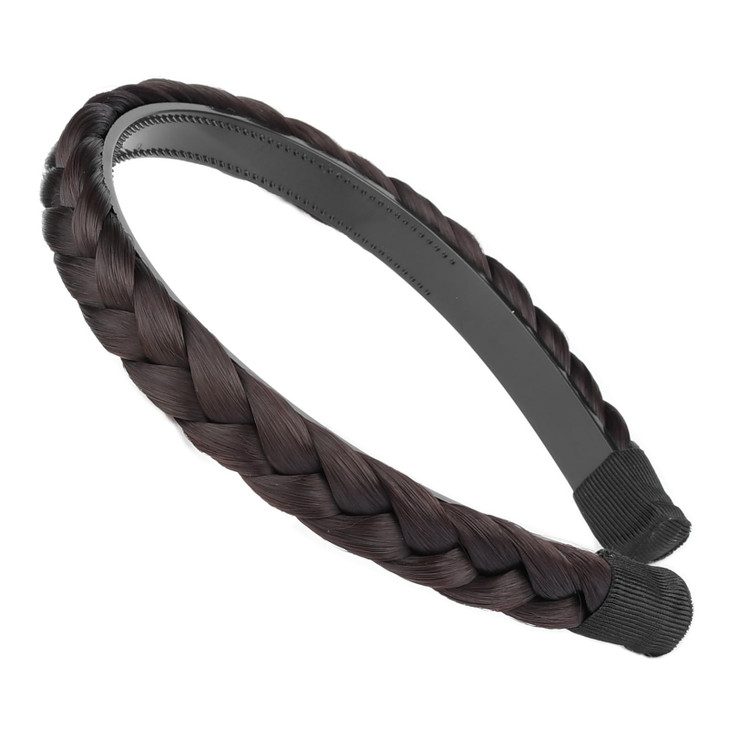 DIGUAN Width 0.9 inches Synthetic Hair Plaited Headband Braid With Teeth Hair Band Accessories for Women Girl (Chocolate)