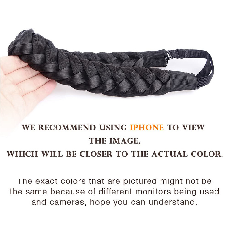 DIGUAN Huge 2 Strands Thick Synthetic Hair Braided Headband Classic Chunky Plaited Braids Elastic Stretch Hairpiece Women Girl Beauty accessory, 4oz