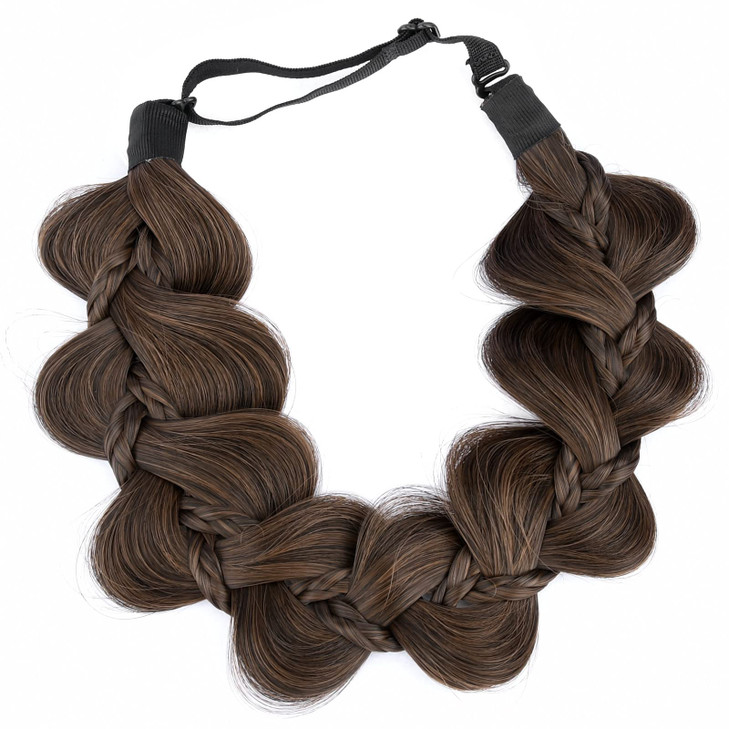 DIGUAN Kinky Synthetic Hair Braided Headband Wide Hairpiece Women Girl Beauty accessory (8-Copper Brown)