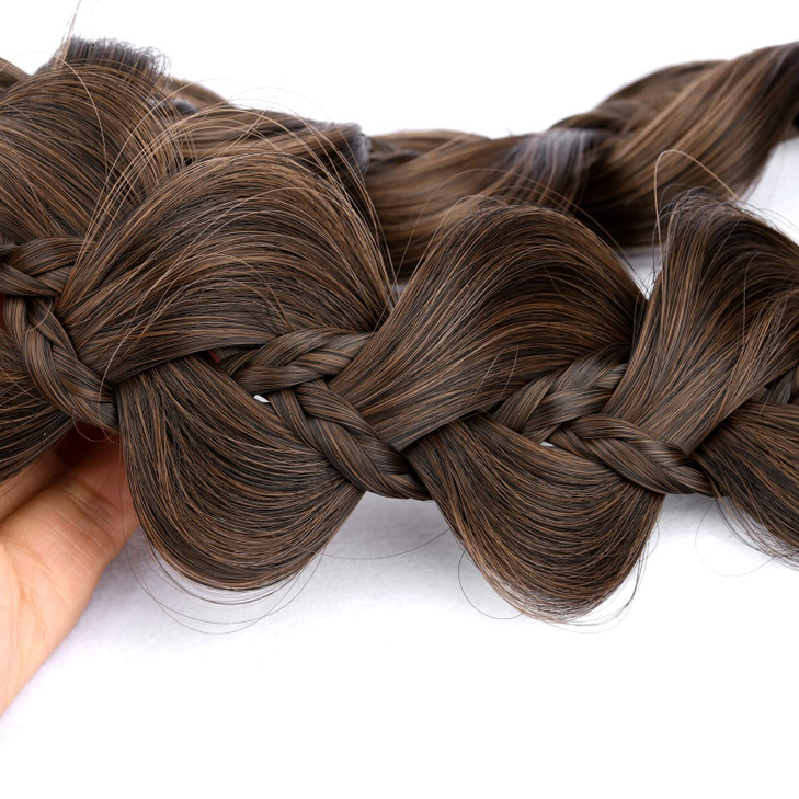 DIGUAN Kinky Synthetic Hair Braided Headband Wide Hairpiece Women Girl Beauty accessory (8-Copper Brown)