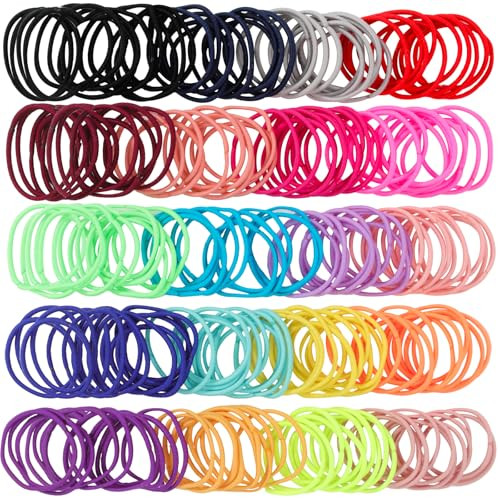 Baby Hair Ties for Girls - 200Pcs Small 1" Elastic Toddler Hair Ties Ponytail Holders Hair Tie for Baby Girls Infants Kids Hair Accessories (Color A)
