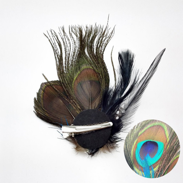Comidox Hair Clip, Cute Peacock Feather with Rhinestones, Charming Peacock Headpiece Feather Hair Accessories for Women, Weddings, Parties, Halloween