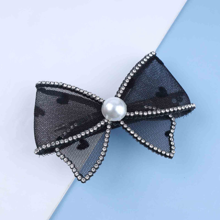 Yheakne Boho Black Lace Bow Hair Clip - 1 Count (Pack of 1) - Black - Solid - Bow - Female - 13+ - 1 Piece - Hair Clip - Women - Female, Teen Girls,