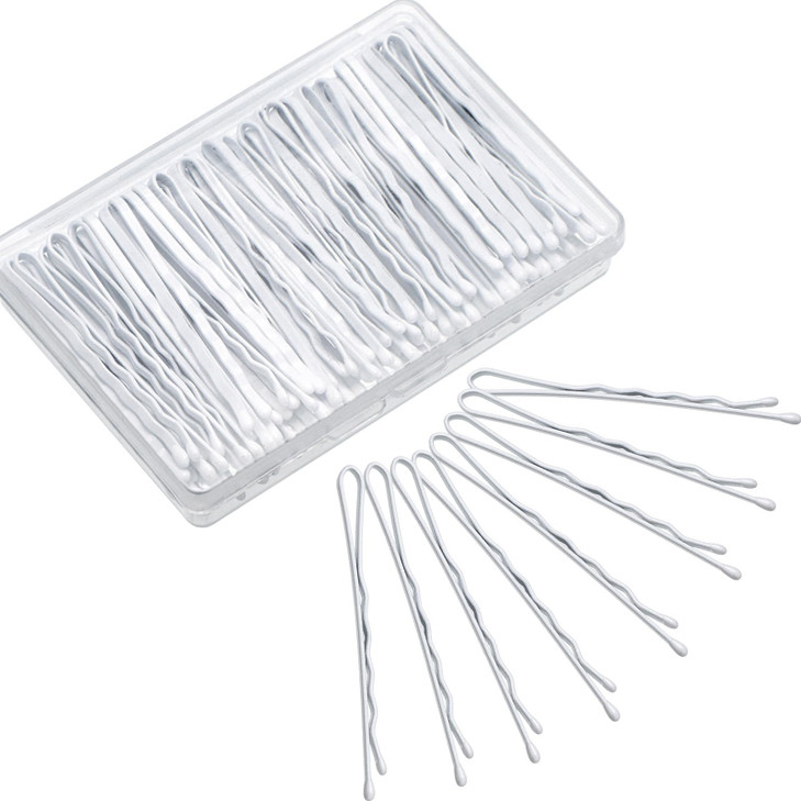 Hicarer 100 Pieces White Bobby Pins 2.2 Inch Hair Pins for Women Wave Hair Clips Bulk with Storage Box Wedding Hair Accessories for All Hair Types