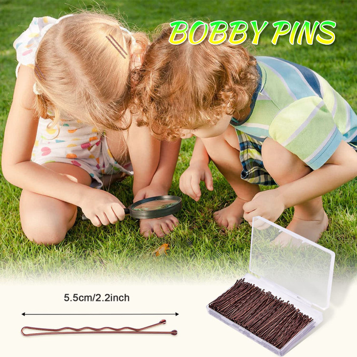 MORGLES Bobby Pins Brown, 240 Pcs Hair Pins for Women 2.2 Inches, Hair Accessories with Box