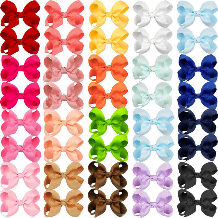 40Pcs 3 inch Hair Bows for Girls Grosgrain Ribbon Toddler Back to School Hair Accessories with Alligator Clips for Baby Girls Kids in Pairs