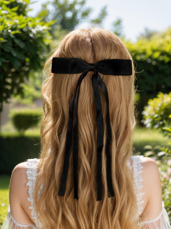 LFOUVRE Hair Bows for Women (Black White Light Blue)
