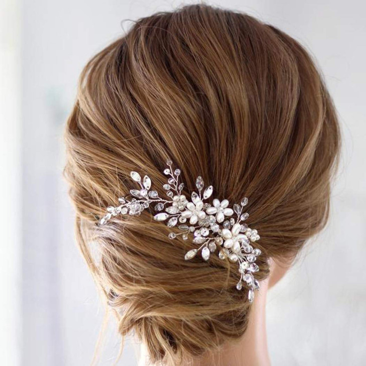 Unicra Rhinestone Bridal Hair Comb Silver Wedding Hair Accessories for Brides and Women