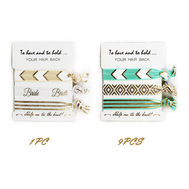 LADY&HOME Bride Hair Tie, 10 Count - Blue - Hair Ties for Bachelorette Party Gifts or Wedding Favors