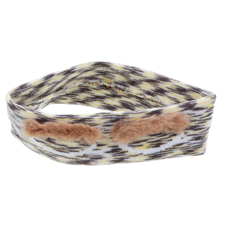 Motique Accessories Girls Stretchy Knit Headband With Eyes and Fuzzy Eyebrows-Yellow and White