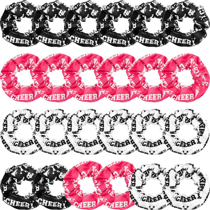 24 Pcs Cheer Scrunchie Cheer Hair Accessories Cheerleading Gifts for Cheerleading Hair Ties Cheerleading Elastics for Cheer Teams Birthday Party