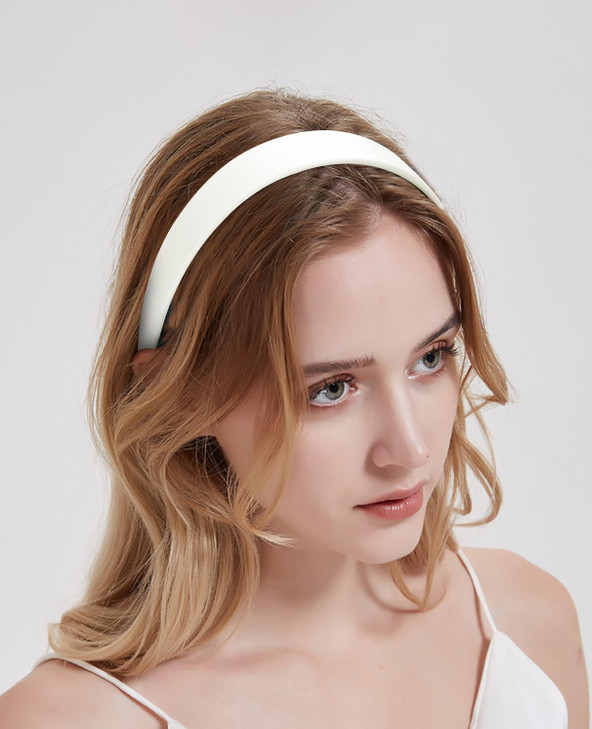 Wecoe White PU Leather 1 Inch Wide Non-Slip Fashion Headband Hair Accessory for Women and Girls, Holiday Costume Diademas Coreanas Para Mujer