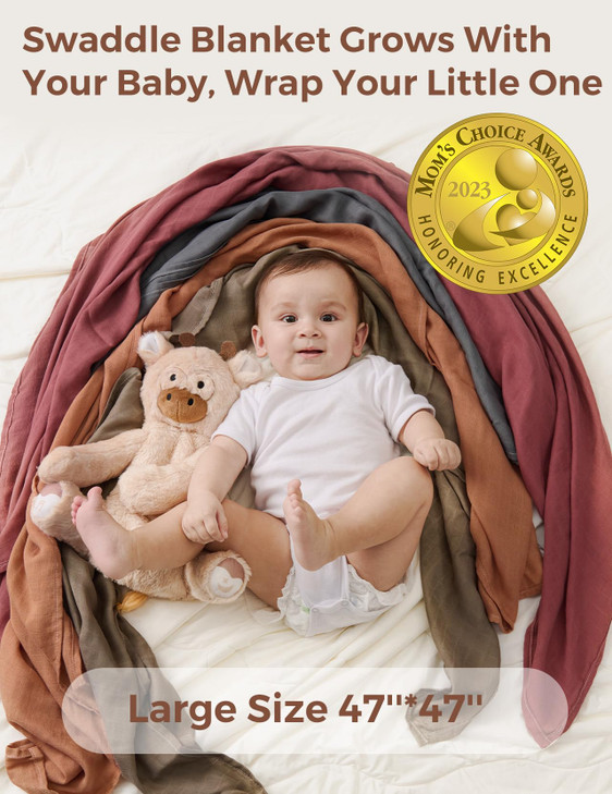 Momcozy Muslin Swaddle Blankets for Baby Boys and Girls, 4-Pack Breathable and Skin-Friendly Receiving Blanket Wrap, Baby Essentials, Registry & Gift