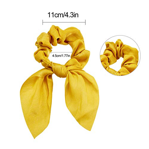 Yaomiao 12 Pieces Bow Hair Scrunchies Bunny Ear Scrunchies for Bow Silk Bowknot Bobbles Elastic Hair Ties Ropes Ponytail Holder for Women(Satin Silk)