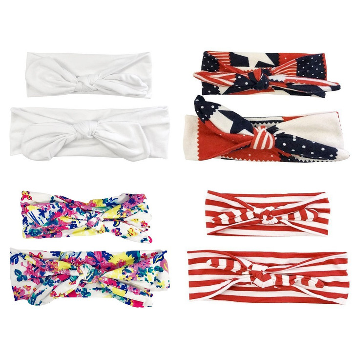 Wrapables® Mommy and Me Boho Headband Headwrap, Red White and Blue