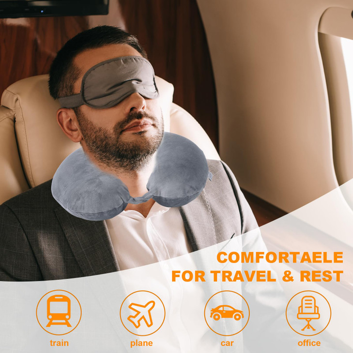 Far win Travel Pillow,100% Pure Memory Foam U Shaped Neck Pillow,Super Lightweight Portable Headrest Great for Airplane, Car,Home,Office,Sleeping Res