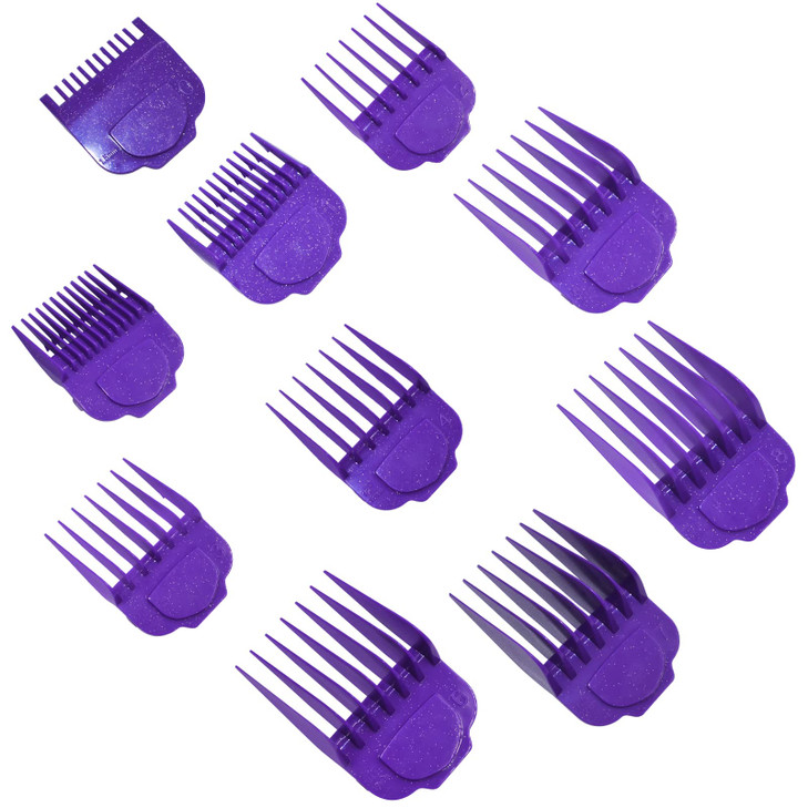 Magnetic Clipper Guards Guide Comb Set Compatible with Andis Master Hair Clippers,Size form to 1/16 to 1 in,10pcs Purple