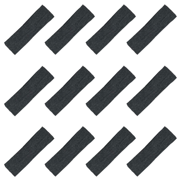 Kenz Laurenz Soft and Stretchy Elastic Cotton Headbands, Pack of 12, Charcoal Grey