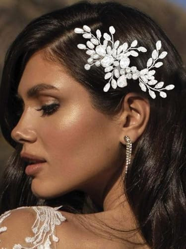 Catery Crystal Bridal Hair Comb Wedding Hair Pieces Rhinestone Hair Accessories for Brides (Silver)