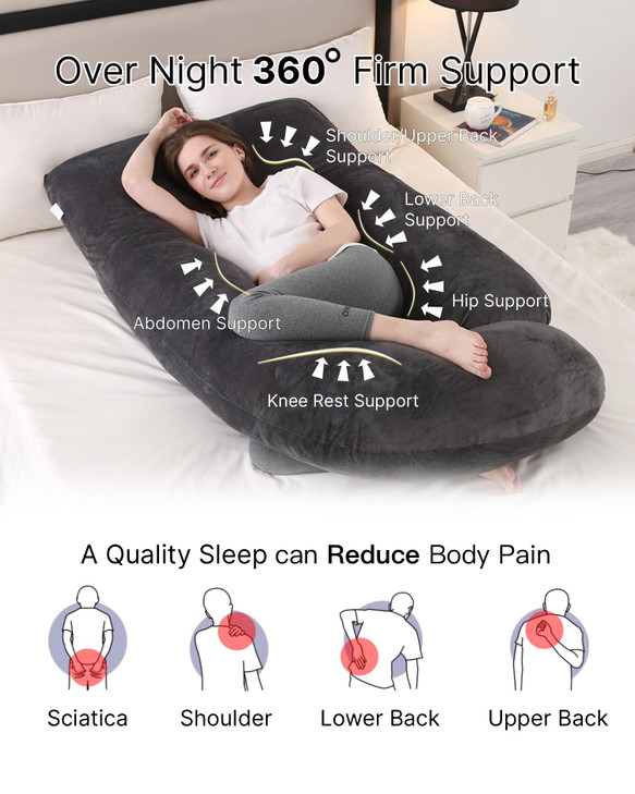 ALLOPERA Pregnancy Pillow, Full Body 57 Inch Maternity Pillow with Removable Washable Cover - Sleep Support for Legs, Back, Neck, Shoulder, HIPS, Bel