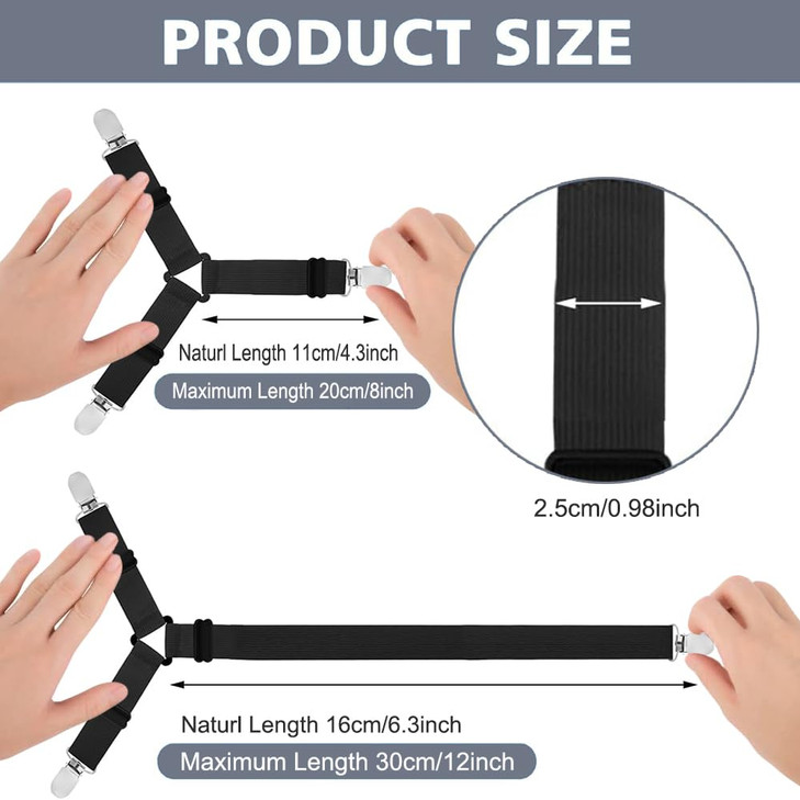 WENYINGOK Bed Sheet Holder Straps, Upgrade Non Slip Sheet Clips, Fitted Sheet Holders for Corners, Easy Install Adjustable Elastic Firm Tight Accesso