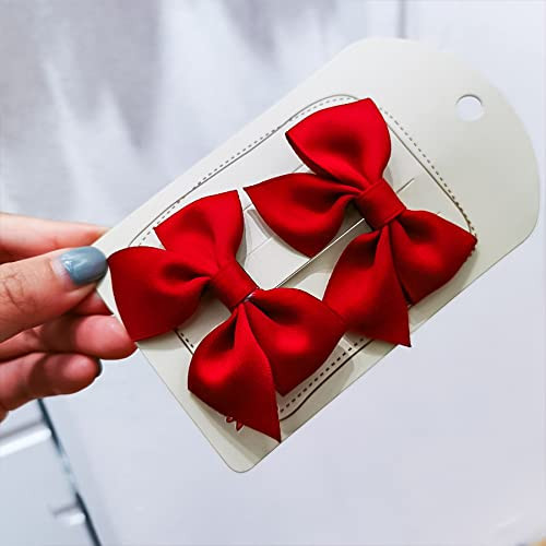 Bow Hair Clips for Girls Red Hair Bow Barrettes for Little Girl Cute Hair Accessories 2pcs Bowknot Hair Clip