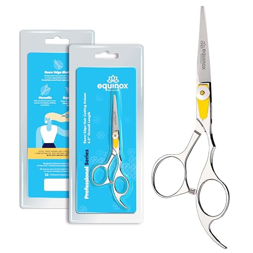 Equinox Professional Razor Edge Series Barber Hair Cutting Scissors - Japanese Stainless Steel Salon Scissors - 6.5 Overall Length - Fine Adjustment