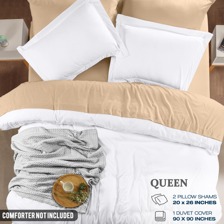 Utopia Bedding Duvet Cover Queen Size - 3 Piece with Zipper Closure - 1 Comforter Cover 90X90 Inches & 2 Pillow Shams 20X26 Inches (White) Comforter