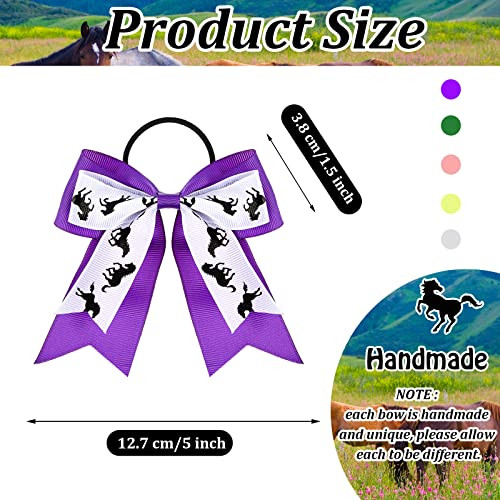 10 Pieces Multi Colored Hair Accessories - Horse Hair Ties, Bows for Horse Shows & Cowgirl Ribbon Ties, Equestrian Elastics, No Crease Ponytail Holde