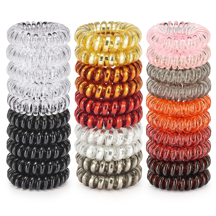 30 Pcs Spiral Hair Ties, No Crease Coil Hair Ties, Phone Cord Hair Ties for Thick Hair - Women Ponytail Holder Elastics