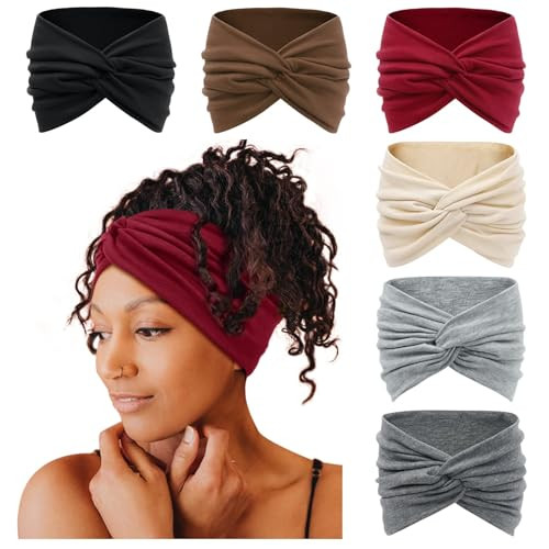 Tobeffect 7'' Extra Wide Headbands for Women, Large Thick Turban Head Wrap Headband, Boho Bandana Head Bands for Women's Hair, Non Slip Workout Yoga