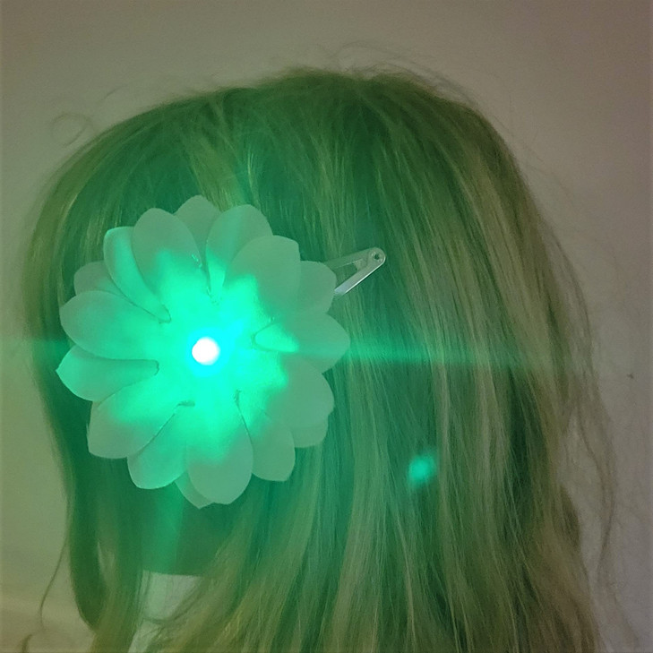 LED Rainbow Daisy Hair Clip - EDC, Bachelorette Parties, Glow in the Dark Favors, Hair Lights Rave, Electric Daisy, Stocking Stuffer (CR1220-Powered