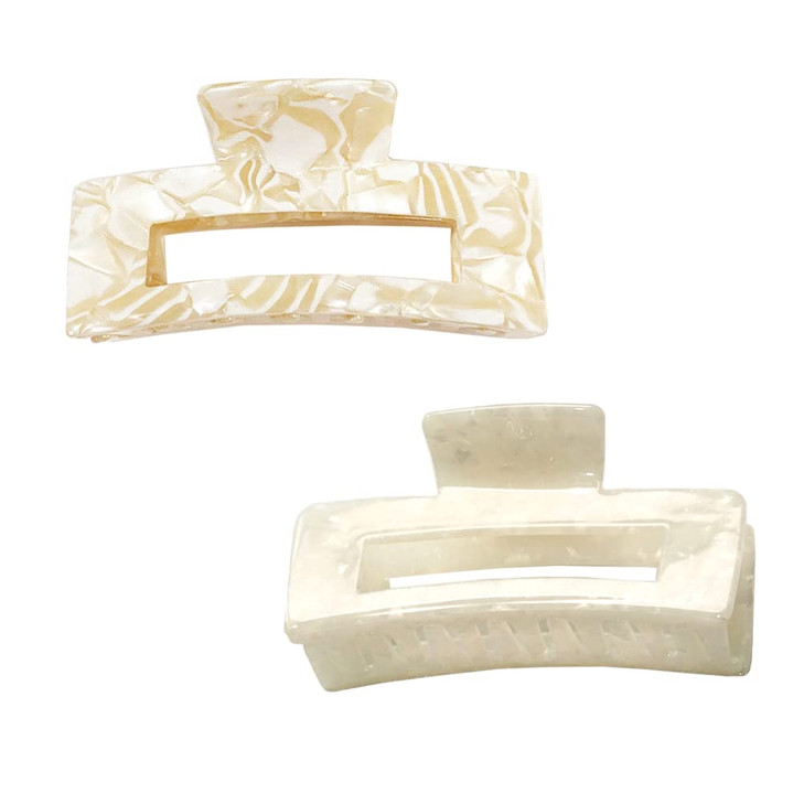 ZHOUMEIWENSP 2pcs Large Hair Claw Clips for Thick Hair, Tortoise Hair Clips, Acrylic Celluloid French Butterfly Jaw Clips, Strong Hold for Women (Whi
