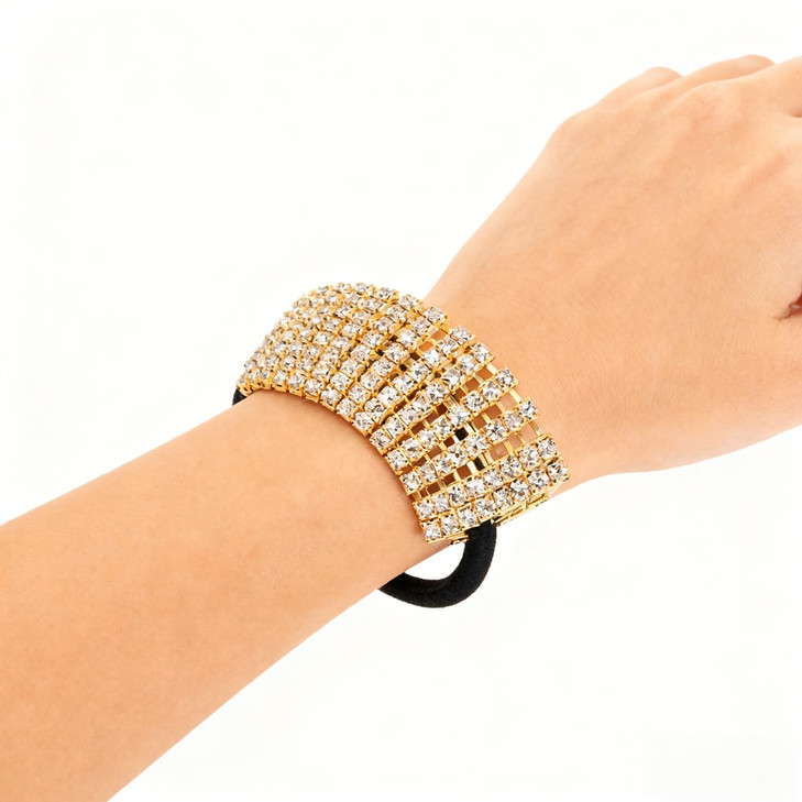 Xiwstar Hairband, Fashion Bling Crystal Rhinestone Hair Ties for Women Girls (Gold, 1 Count)