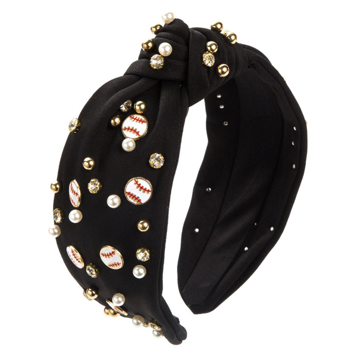 Radiate Elegance With Pearl Embellished Headband for Women - Fashion Baseball Pearl Rhinestone Jeweled Knotted Headband for Girls and Moms With Thick