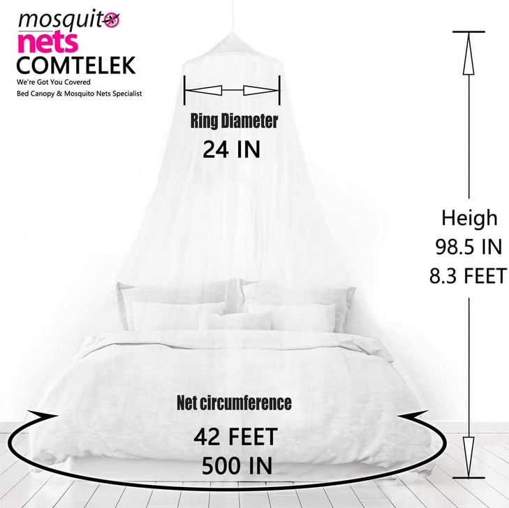 Comtelek Mosquito Net Bed Canopy for Girls,King Canopy Bed Curtains Full Queen Size from Ceiling,Dome Mosquito Netting Bed Tent Twin Girls Princess C