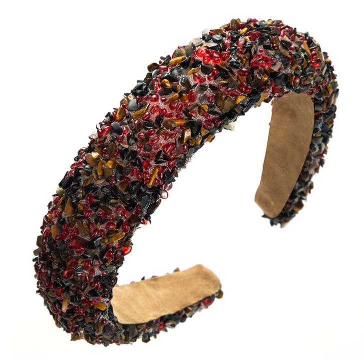 Rhinestone Baroque Retro Colorful Headband - Bling Diamond Padded, Glitter Sparkle Fashion Hair Accessories - Gifts For Women Girls