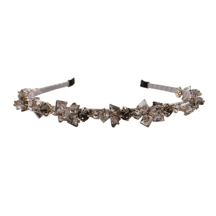 AKOAK Crystal Rhinestone Bridal Sparkling Headband for Women & Girls - Perfect for Personal Use & Gifts (Grey)