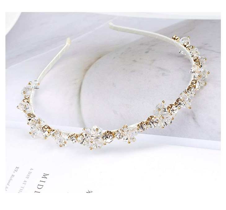 AKOAK Crystal Rhinestone Bridal Sparkling Headband for Women & Girls - Perfect for Personal Use & Gifts (Grey)