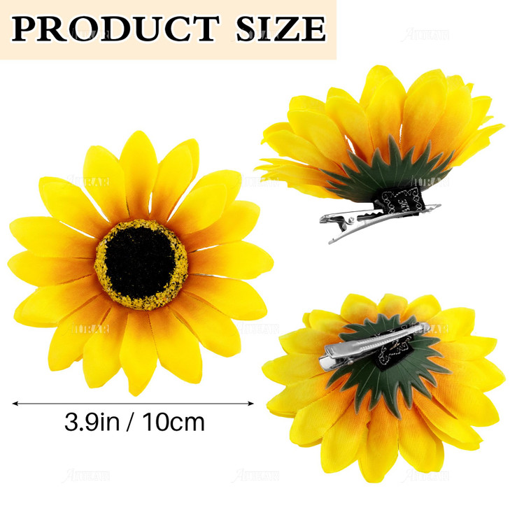 AUEAR, 12 Pack Sunflower Alligator Clips Duckbill Hair Flower Barrettes Styling Accessories for Women Beach Summer Party