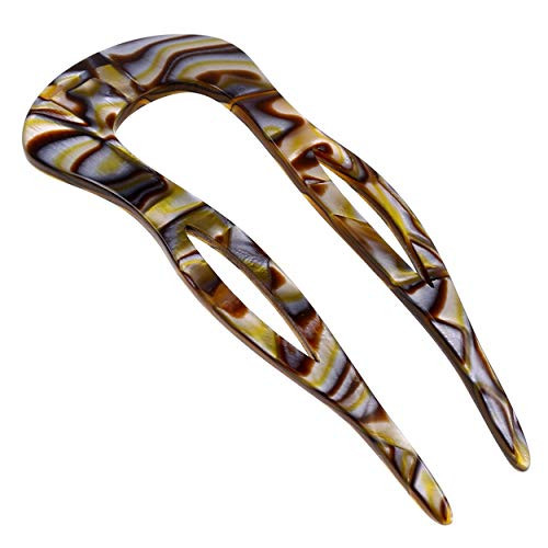 Camila Paris CP2484 French Twist Stick Clip Pins, Handmade, Onyx, Girls Hair Pin U-Shaped Hair Fork for Girls Spiral Updo Chignon Bun Holder, Fashion