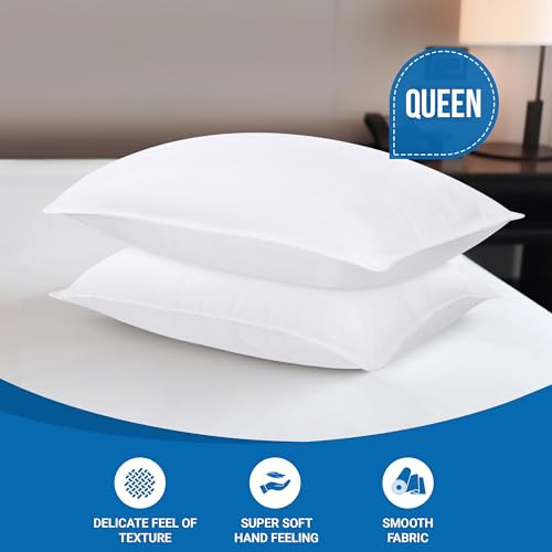 Utopia Bedding Bed Pillows for Sleeping (White), Queen Size, Set of 2, Hotel Pillow, Cooling Pillows for Side, Back or Stomach Sleepers