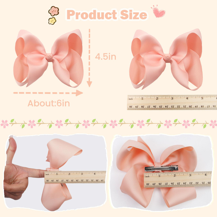 CÉLLOT 40 Pieces 6 Inch Hair Bows for Girls Clips Grosgrain Ribbon Boutique Hair Bow Alligator Clips For Girls Teens Toddlers Kids