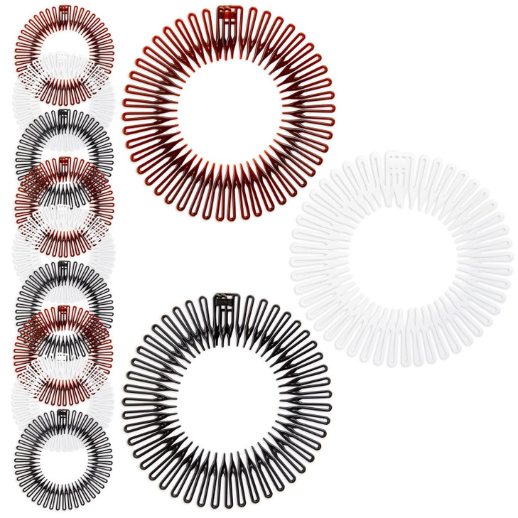 Glamlily Zigzag Headband - Secure Flexible Fit & Headbands with Teeth for Women - 90s Hair Band Style & Hair Accessories for Women - Pack of 12, Blac