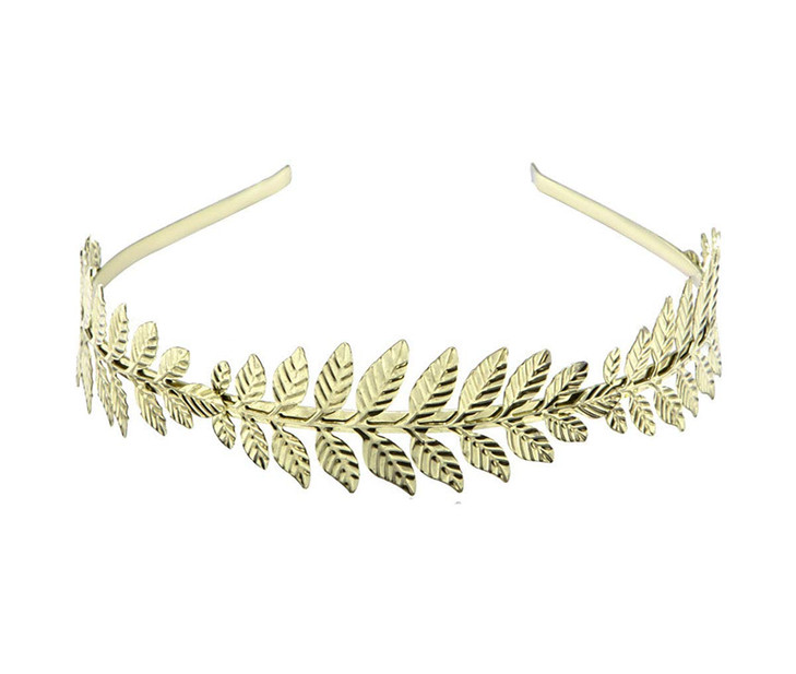 Fodattm Women's Greek Roman Laurel Leaf Headband - Metal Branch Crown Headdress - French Hair Accessory for Bridal (Ancient Cyan)